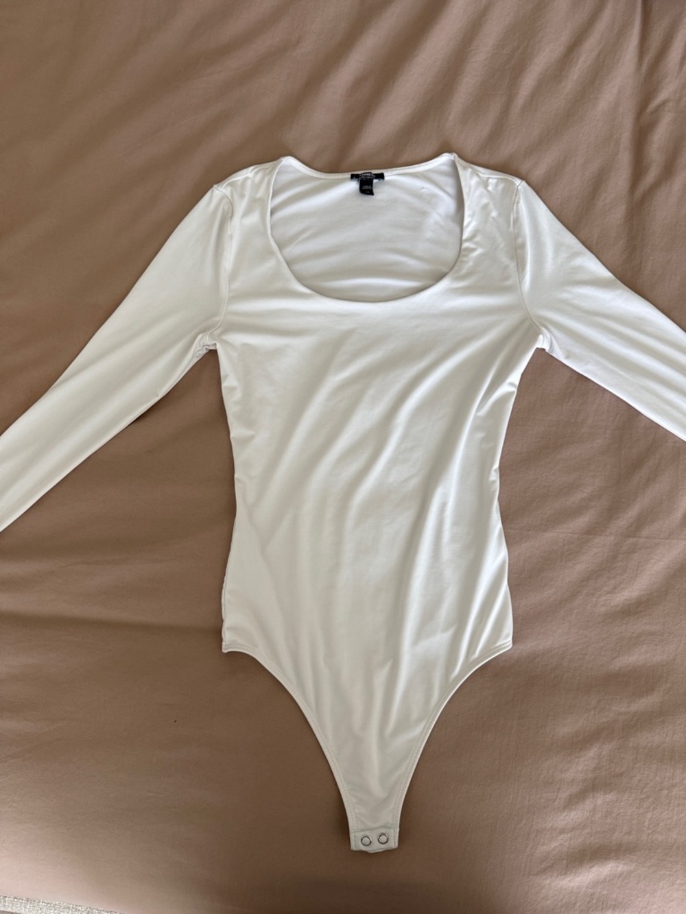 Express White Long Sleeve Scoop Neck Bodysuit